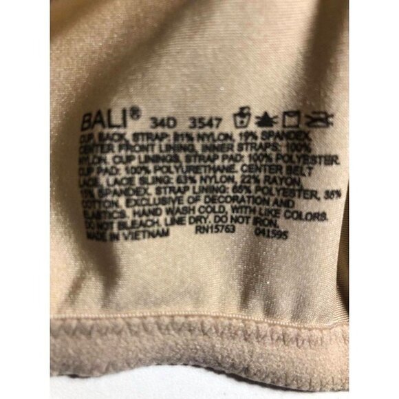 🛒 $6 - Bali 3457 Full Coverage T-Shirt Bra 34D Beige #3304-3 - Picture 3 of 3